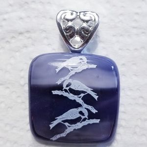 Purple 🐦 bird Glass pendant